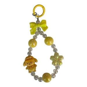 Sanrio‎ Yellow and Clear Beaded Pom Pom Cellphone Charm